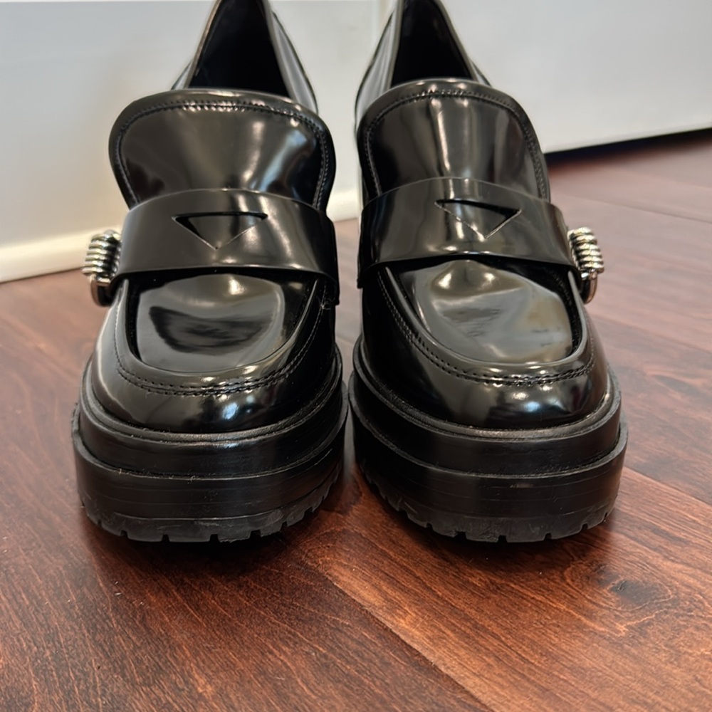 Gianni Bini Black Platform Heels Loafer On-Trend Shoes Patent Chunky Heel, 8.5 - Picture 10 of 11
